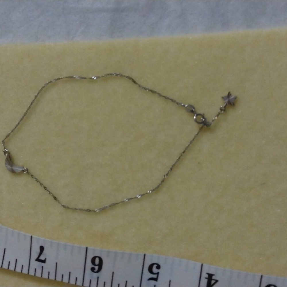 14KT WHITE Gold Star and Moon Ankle Bracelet EUC - Picture 7 of 7